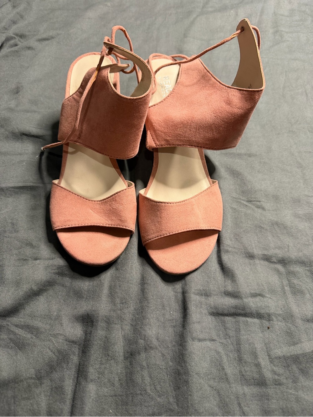 Kenneth Cole Reaction Pink Suede Open-Toe Ankle Strap Heels